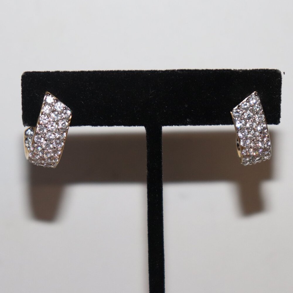 Stunning sparkling gold and CZ hoop earrings 7/8"